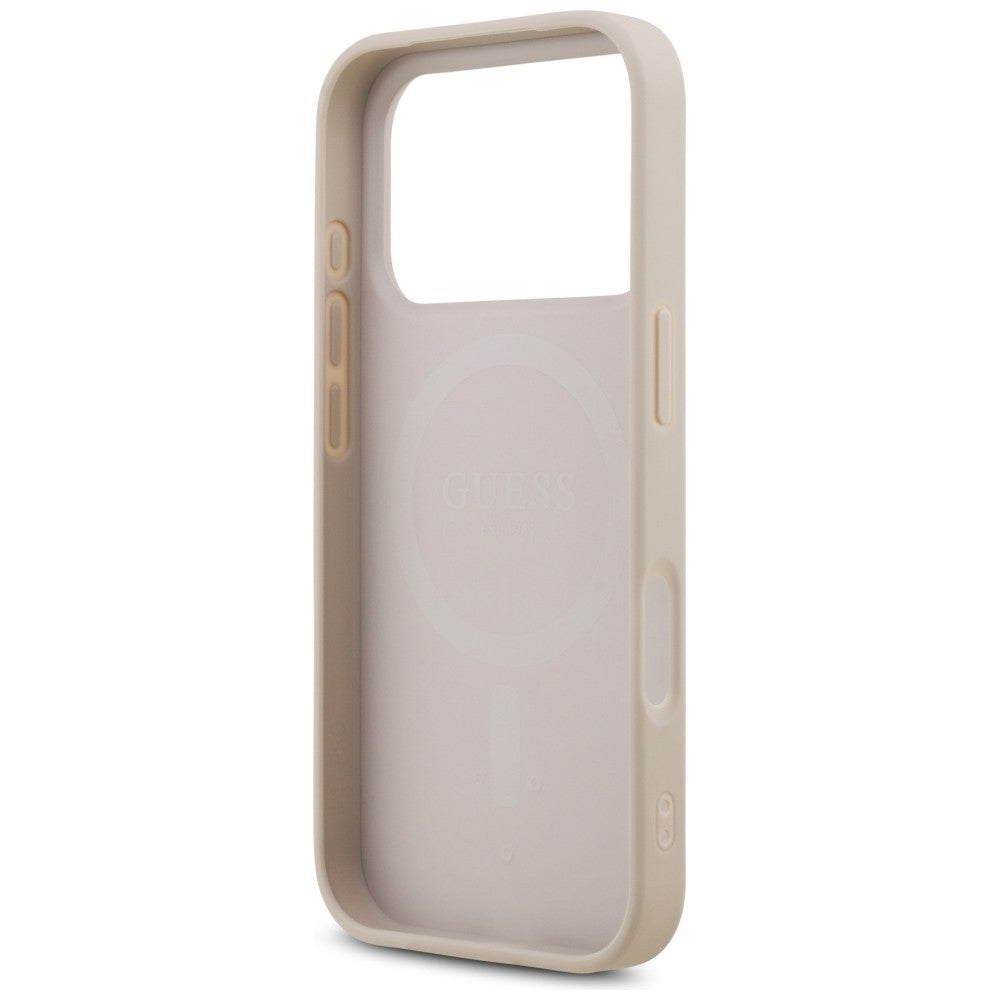 Husa MagSafe pentru Apple iPhone 18 Pro / 17 Pro, Guess, 4G Triangle Strass, Roz