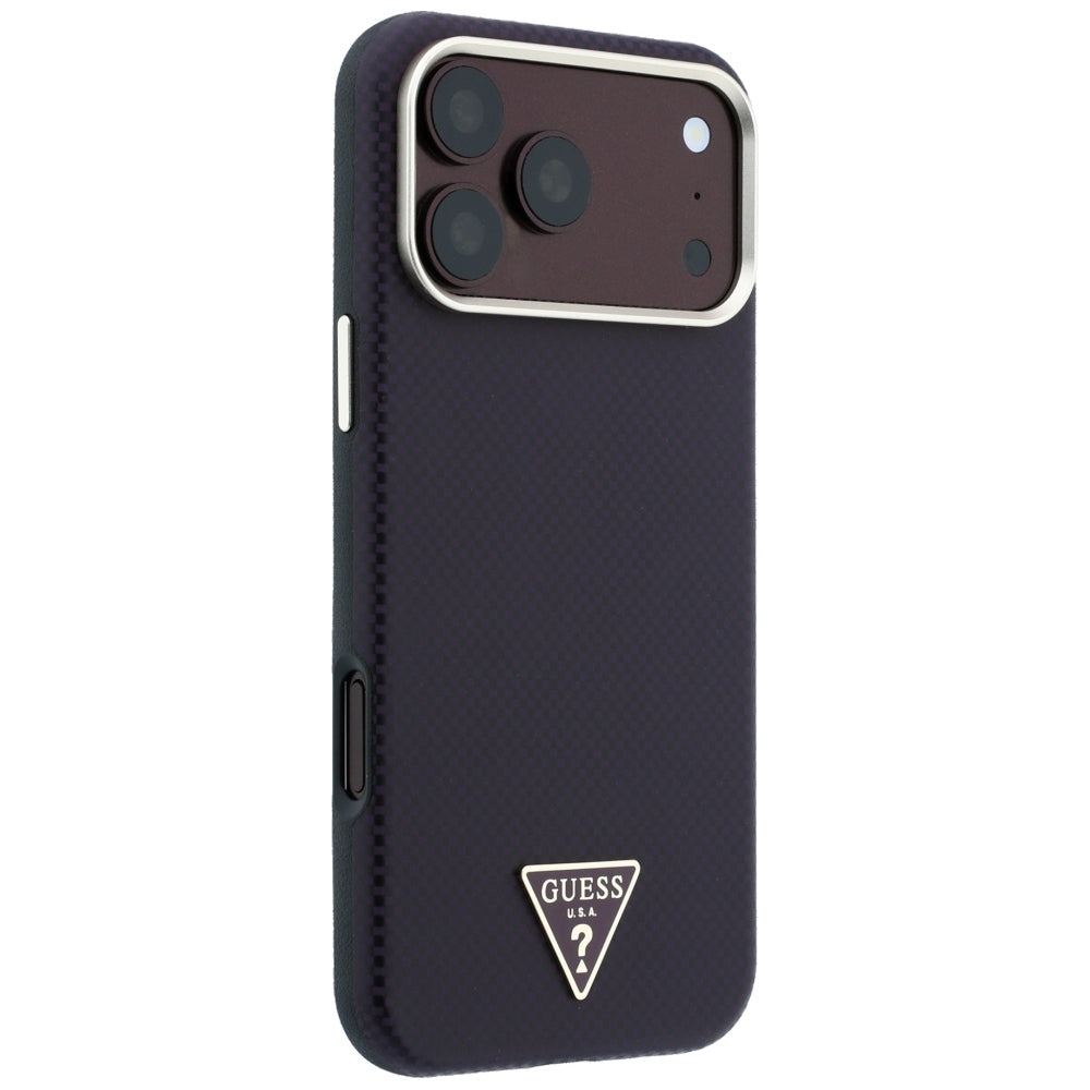 Husa MagSafe pentru Apple iPhone 18 Pro / 17 Pro, Guess, Kevlar Triangle Logo, Visinie