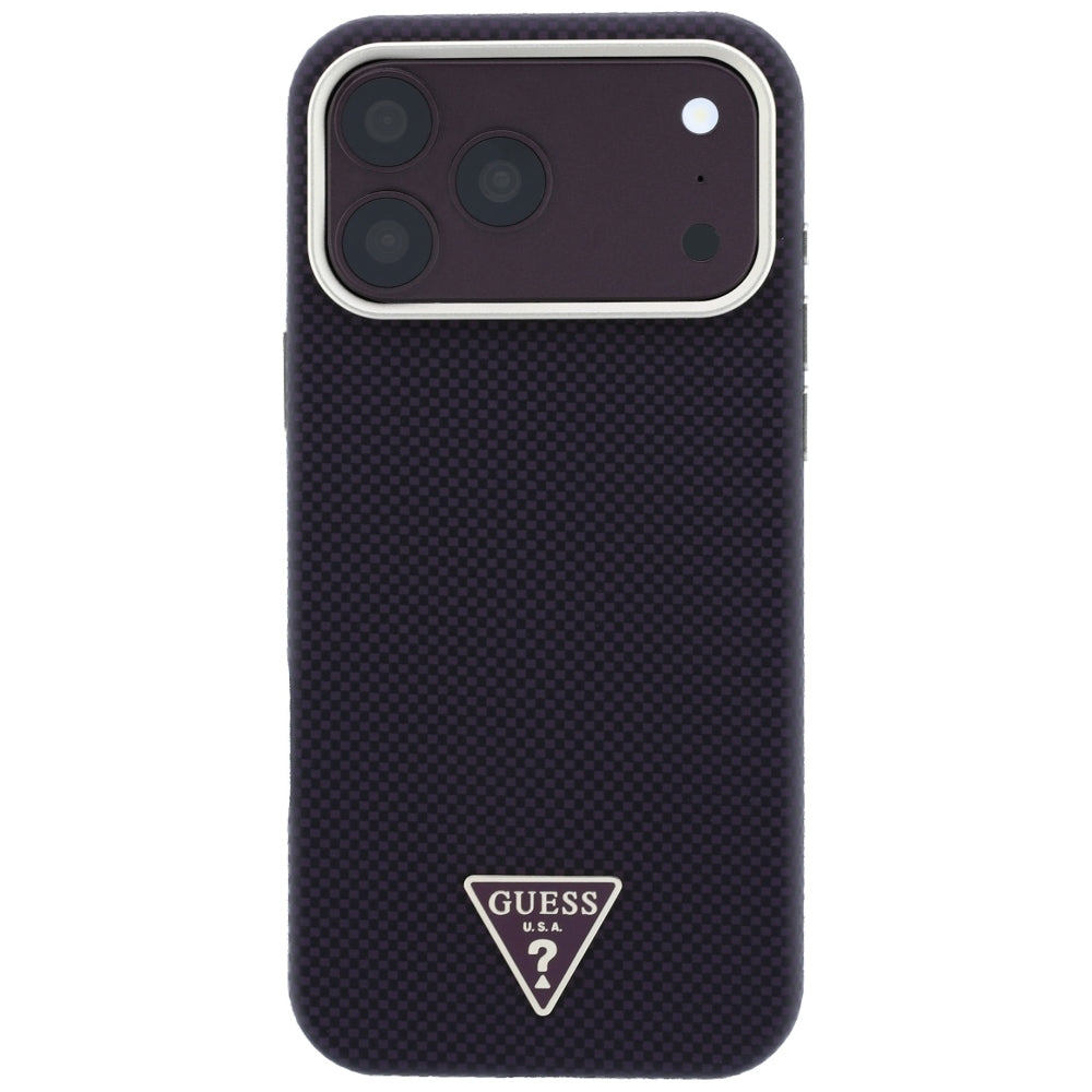 Husa MagSafe pentru Apple iPhone 18 Pro / 17 Pro, Guess, Kevlar Triangle Logo, Visinie