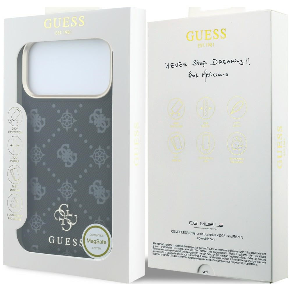 Husa MagSafe pentru Apple iPhone 18 Pro / 17 Pro, Guess, Peony 4G Small Logo, Neagra