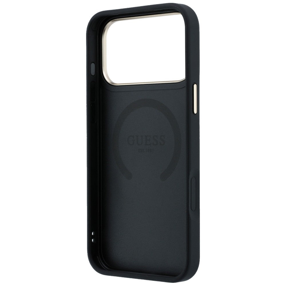 Husa MagSafe pentru Apple iPhone 18 Pro / 17 Pro, Guess, Peony 4G Small Logo, Neagra