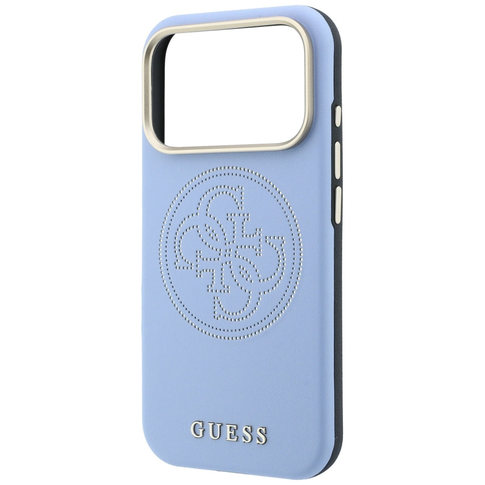 Husa MagSafe pentru Apple iPhone 18 Pro / 17 Pro, Guess, Perforated 4G, Bleu