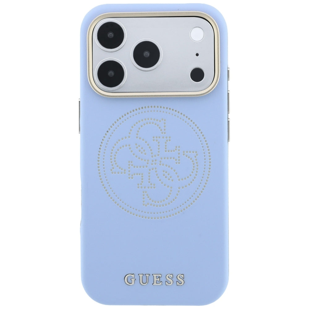 Husa MagSafe pentru Apple iPhone 18 Pro / 17 Pro, Guess, Perforated 4G, Bleu