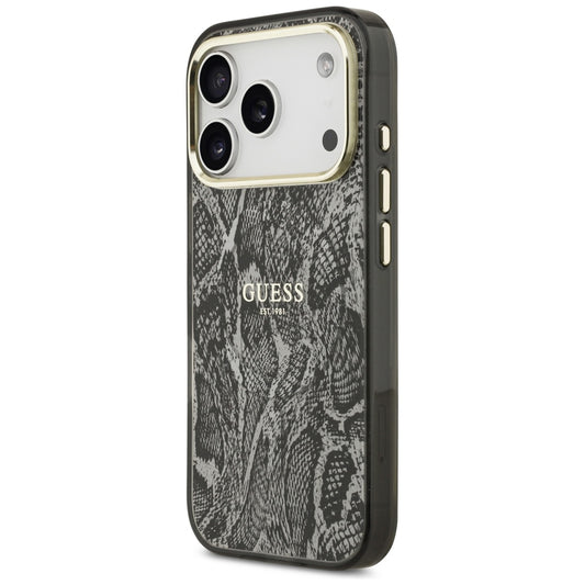 Husa MagSafe pentru Apple iPhone 18 Pro / 17 Pro, Guess, Python Pattern, Neagra