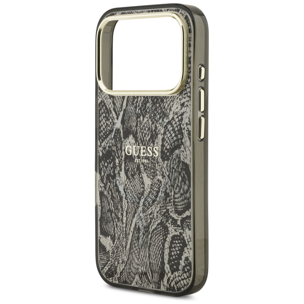 Husa MagSafe pentru Apple iPhone 18 Pro / 17 Pro, Guess, Python Pattern, Neagra