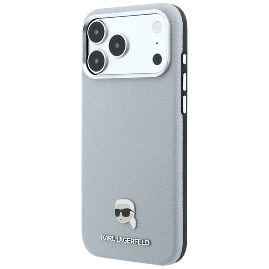 Husa MagSafe pentru Apple iPhone 18 Pro / 17 Pro, Karl Lagerfeld, Grained Karl Head's Metal, Gri