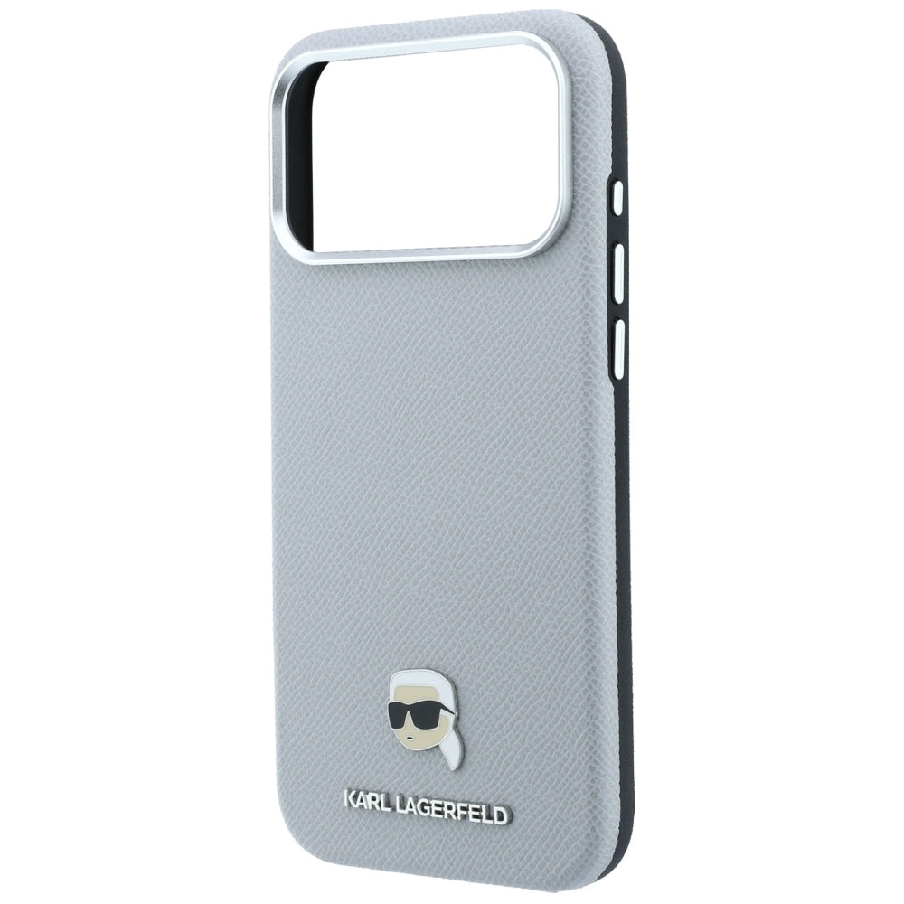 Husa MagSafe pentru Apple iPhone 18 Pro / 17 Pro, Karl Lagerfeld, Grained Karl Head's Metal, Gri
