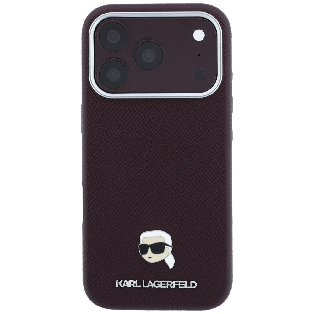 Husa MagSafe pentru Apple iPhone 18 Pro / 17 Pro, Karl Lagerfeld, Grained Karl Head's Metal, Visinie