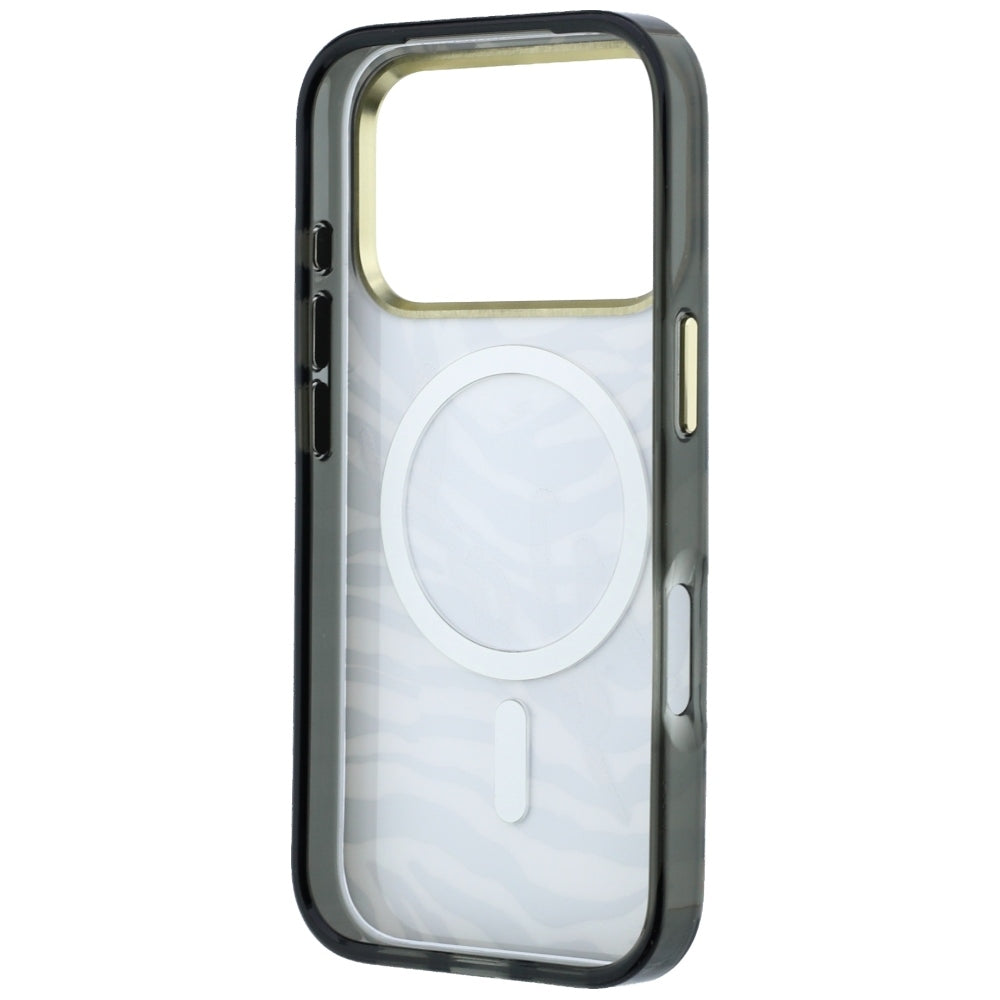 Husa MagSafe pentru Apple iPhone 18 Pro / 17 Pro, Karl Lagerfeld, HC IML Signature Zebra Glitter Gold, Neagra