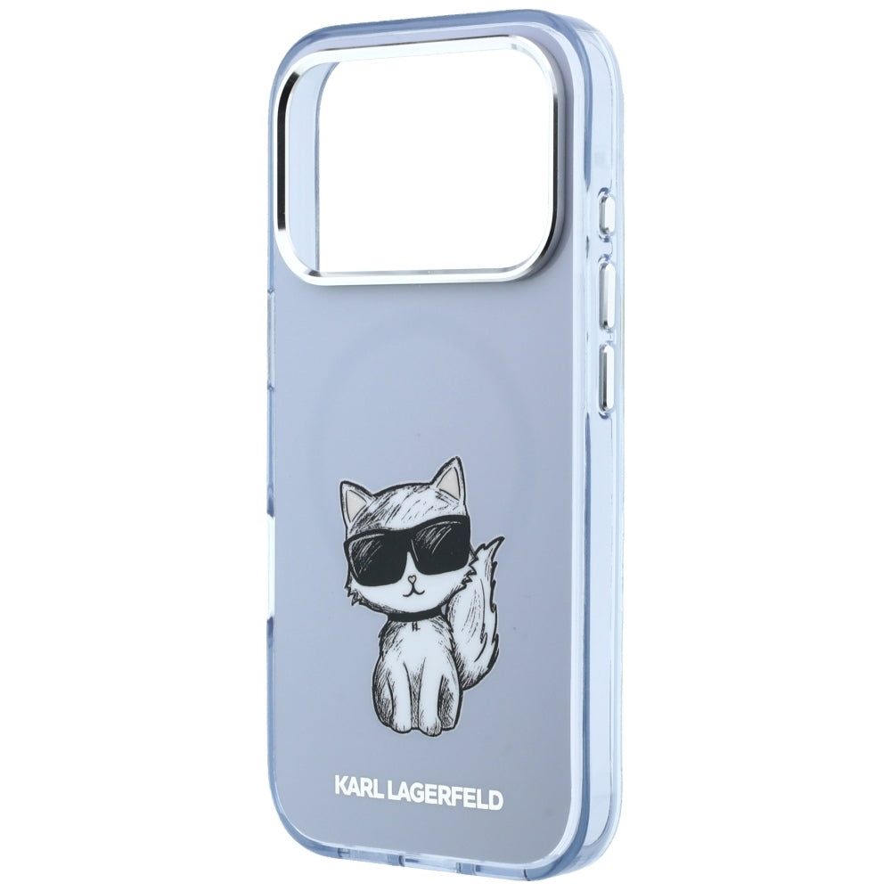 Husa MagSafe pentru Apple iPhone 18 Pro / 17 Pro, Karl Lagerfeld, IML Choupette Body Sketch Print, Albastra