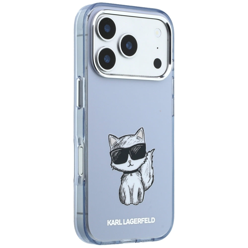 Husa MagSafe pentru Apple iPhone 18 Pro / 17 Pro, Karl Lagerfeld, IML Choupette Body Sketch Print, Albastra