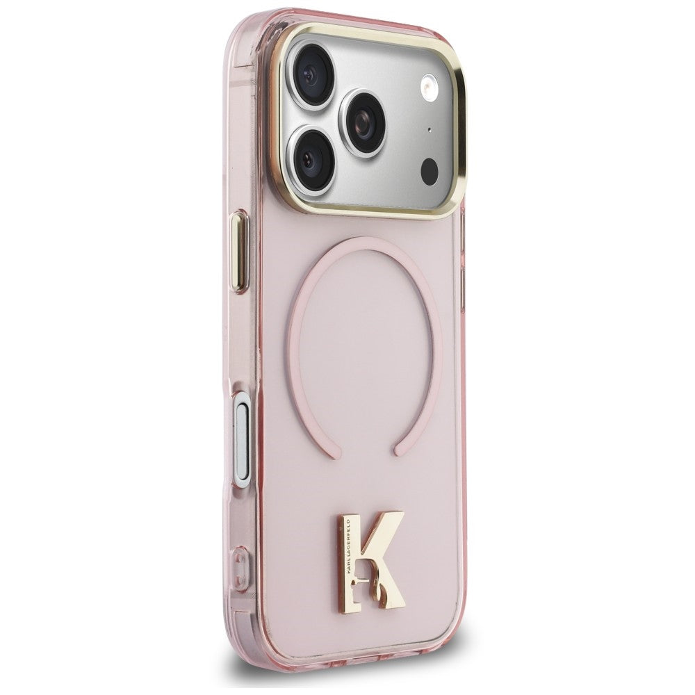 Husa MagSafe pentru Apple iPhone 18 Pro / 17 Pro, Karl Lagerfeld, IML Karl Head Logo, Roz