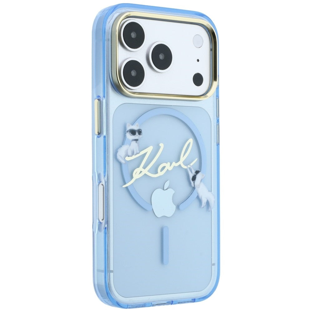 Husa MagSafe pentru Apple iPhone 18 Pro / 17 Pro, Karl Lagerfeld, IML Karl Script Logo, Bleu