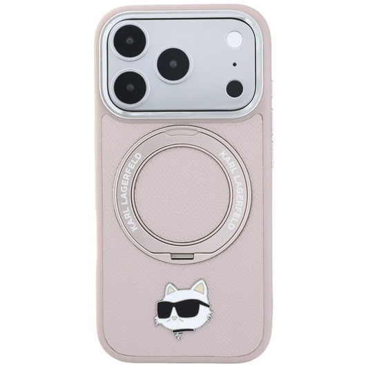 Husa MagSafe pentru Apple iPhone 18 Pro / 17 Pro, Karl Lagerfeld, Ring Stand 360 Choupette Pin, Roz