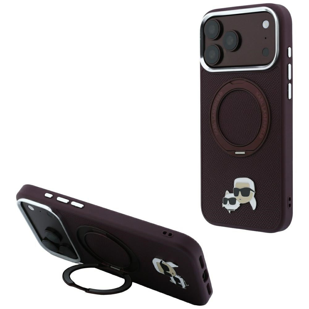 Husa MagSafe pentru Apple iPhone 18 Pro / 17 Pro, Karl Lagerfeld, Ring Stand 360 Karl & Choupette Pin, Visinie