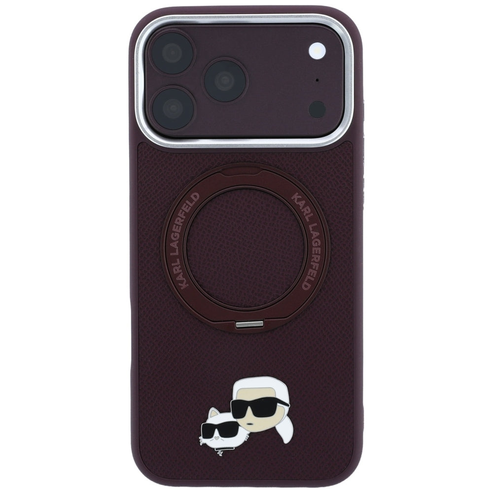 Husa MagSafe pentru Apple iPhone 18 Pro / 17 Pro, Karl Lagerfeld, Ring Stand 360 Karl & Choupette Pin, Visinie