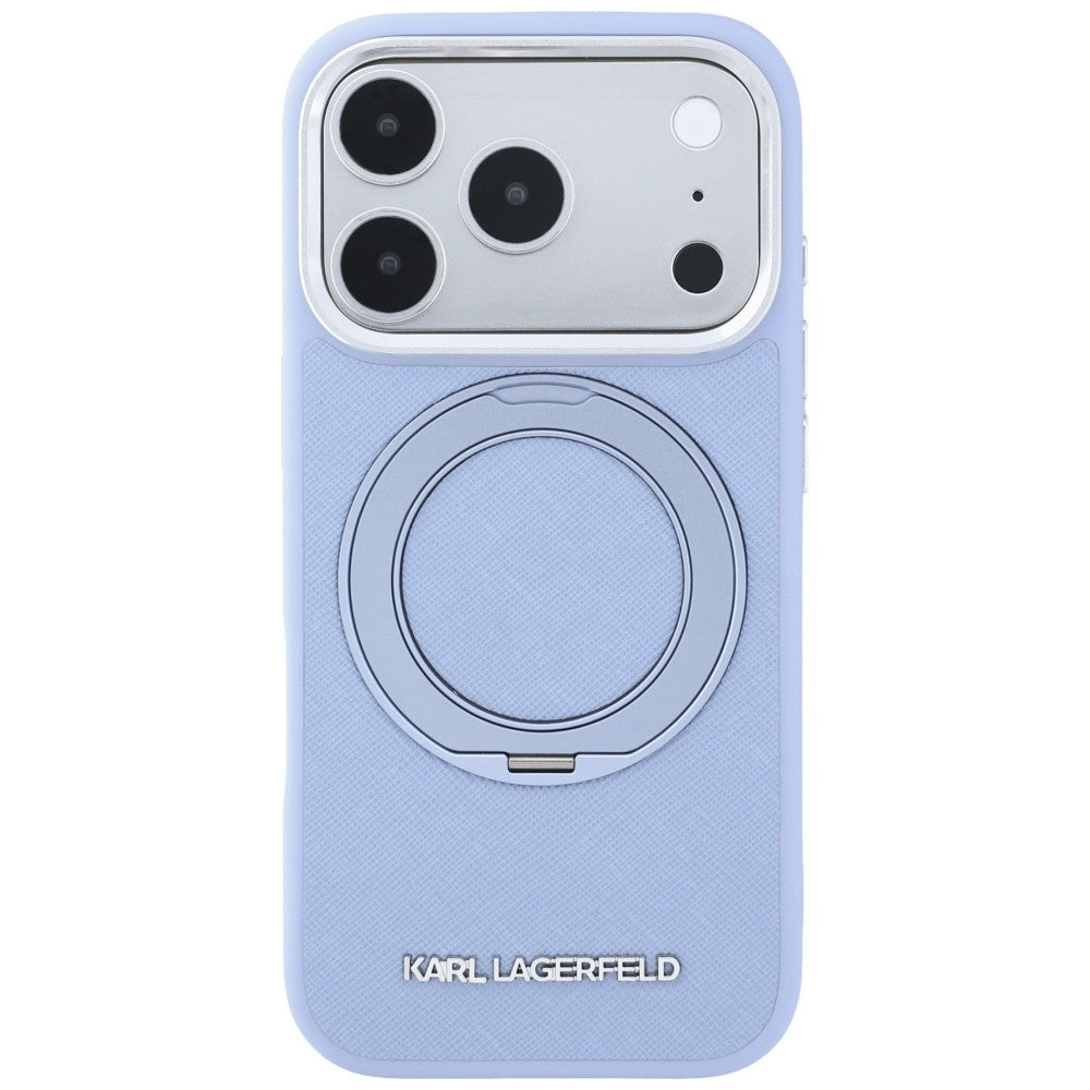 Husa MagSafe pentru Apple iPhone 18 Pro / 17 Pro, Karl Lagerfeld, Ring Stand 360 Saffiano, Bleu