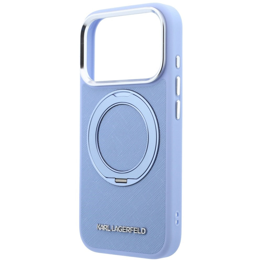 Husa MagSafe pentru Apple iPhone 18 Pro / 17 Pro, Karl Lagerfeld, Ring Stand 360 Saffiano, Bleu
