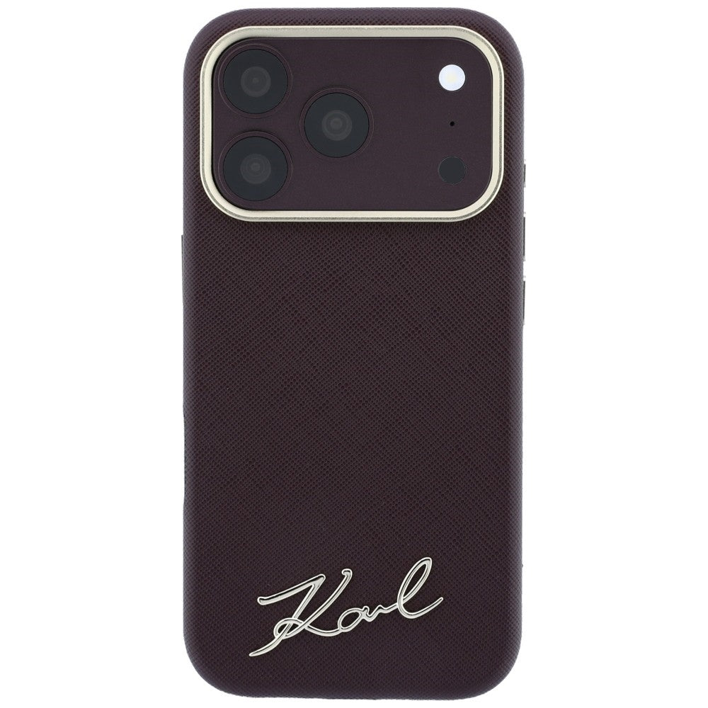 Husa MagSafe pentru Apple iPhone 18 Pro / 17 Pro, Karl Lagerfeld, Saffiano Small Script Metal Logo, Visinie