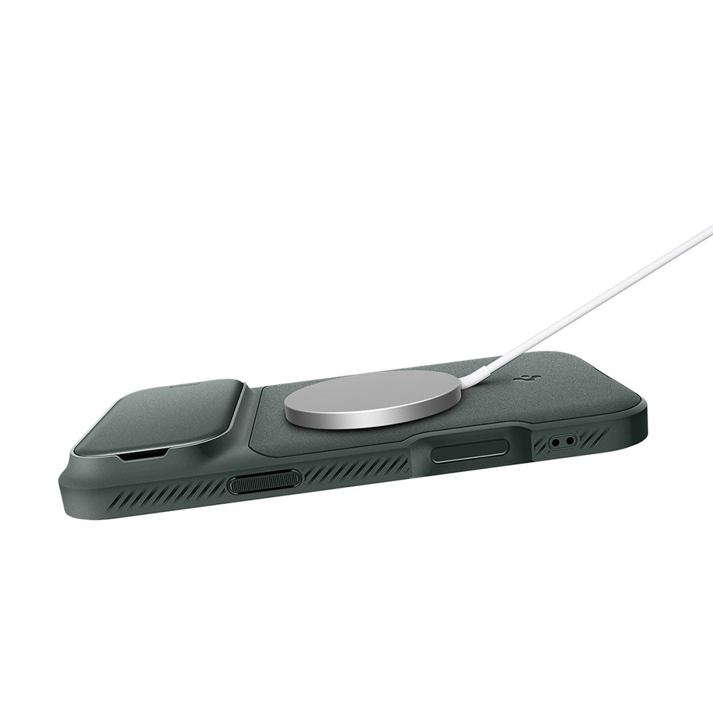 Husa MagSafe pentru Apple iPhone 18 Pro / 17 Pro, Spigen, Optik Armor, Verde ACS09954