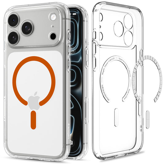 Husa MagSafe pentru Apple iPhone 18 Pro / 17 Pro, Spigen, Ultra Hybrid, Transparenta Portocalie ACS12159