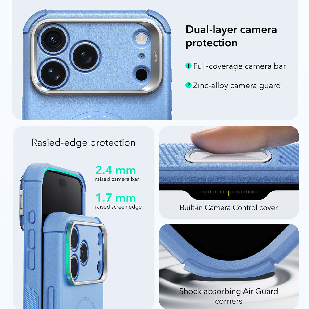 Husa MagSafe pentru Apple iPhone 18 Pro Max / 17 Pro Max, ESR, Cyber Armor Kickstand, Bleu