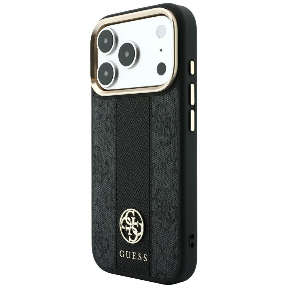 Husa MagSafe pentru Apple iPhone 18 Pro Max / 17 Pro Max, Guess, 4G Stripe Round Classic Logo, Neagra