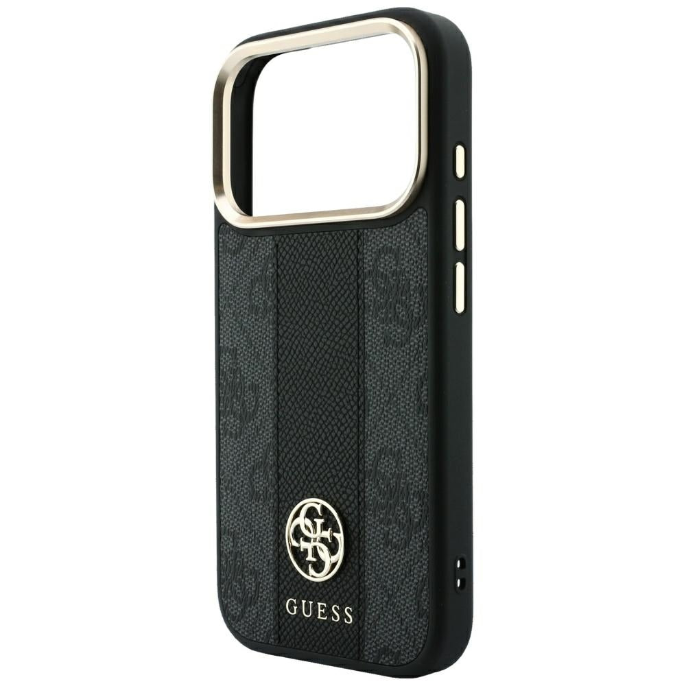 Husa MagSafe pentru Apple iPhone 18 Pro Max / 17 Pro Max, Guess, 4G Stripe Round Classic Logo, Neagra