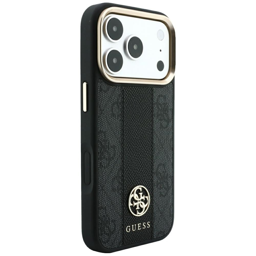 Husa MagSafe pentru Apple iPhone 18 Pro Max / 17 Pro Max, Guess, 4G Stripe Round Classic Logo, Neagra