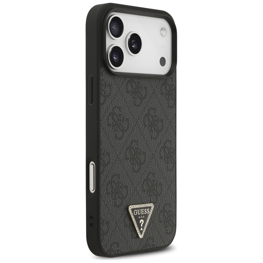 Husa MagSafe pentru Apple iPhone 18 Pro Max / 17 Pro Max, Guess, 4G Triangle Strass, Neagra