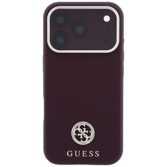 Husa MagSafe pentru Apple iPhone 18 Pro Max / 17 Pro Max, Guess, Grained Round Strass Logo, Visinie