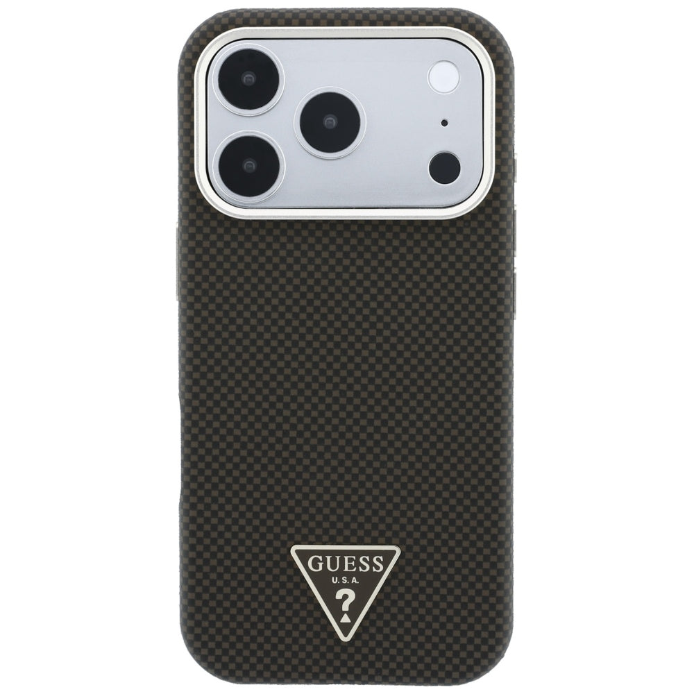 Husa MagSafe pentru Apple iPhone 18 Pro Max / 17 Pro Max, Guess, Kevlar Triangle Logo, Maro