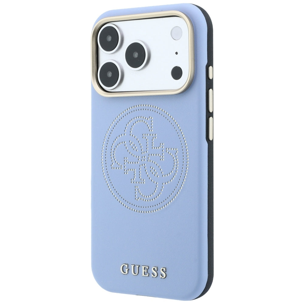 Husa MagSafe pentru Apple iPhone 18 Pro Max / 17 Pro Max, Guess, Perforated 4G, Bleu