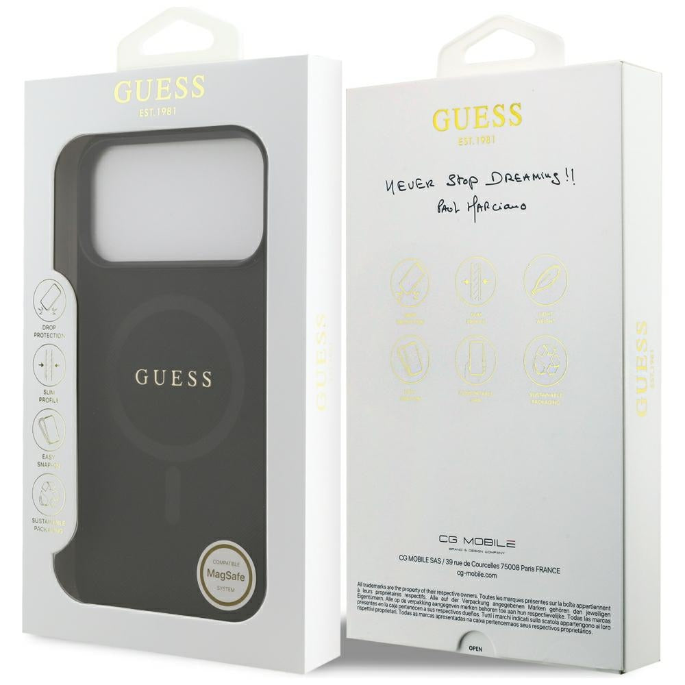 Husa MagSafe pentru Apple iPhone 18 Pro Max / 17 Pro Max, Guess, Saffiano, Neagra