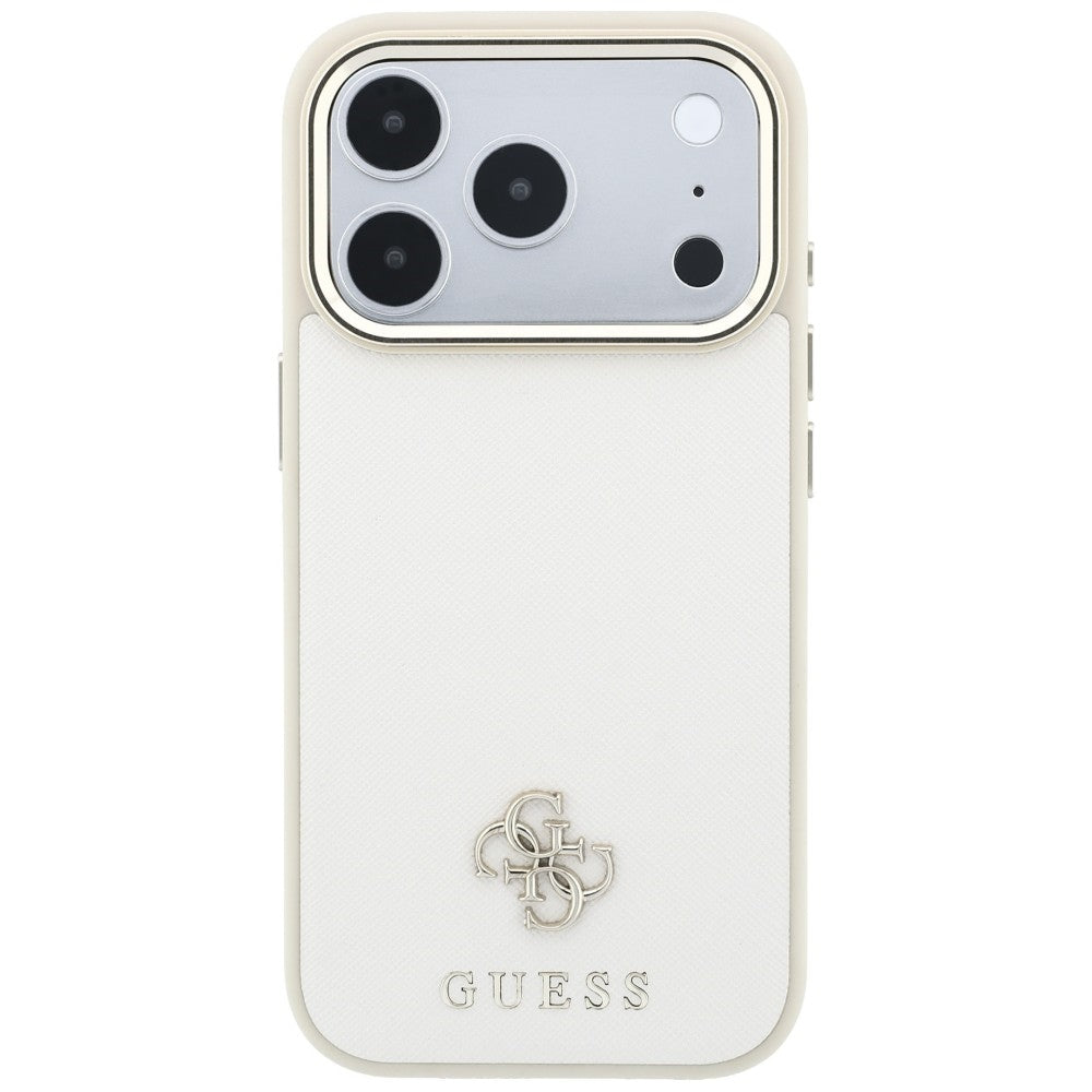 Husa MagSafe pentru Apple iPhone 18 Pro Max / 17 Pro Max, Guess, Saffiano Small 4G Classic, Bej