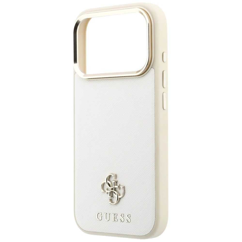 Husa MagSafe pentru Apple iPhone 18 Pro Max / 17 Pro Max, Guess, Saffiano Small 4G Classic, Bej