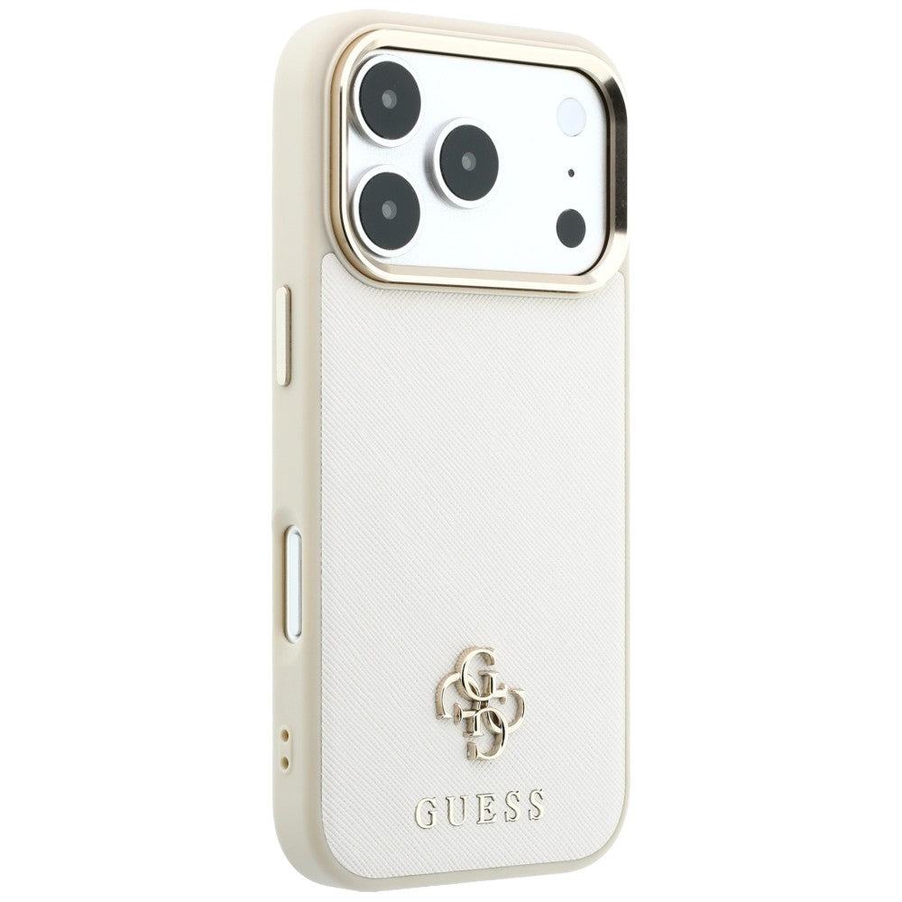 Husa MagSafe pentru Apple iPhone 18 Pro Max / 17 Pro Max, Guess, Saffiano Small 4G Classic, Bej