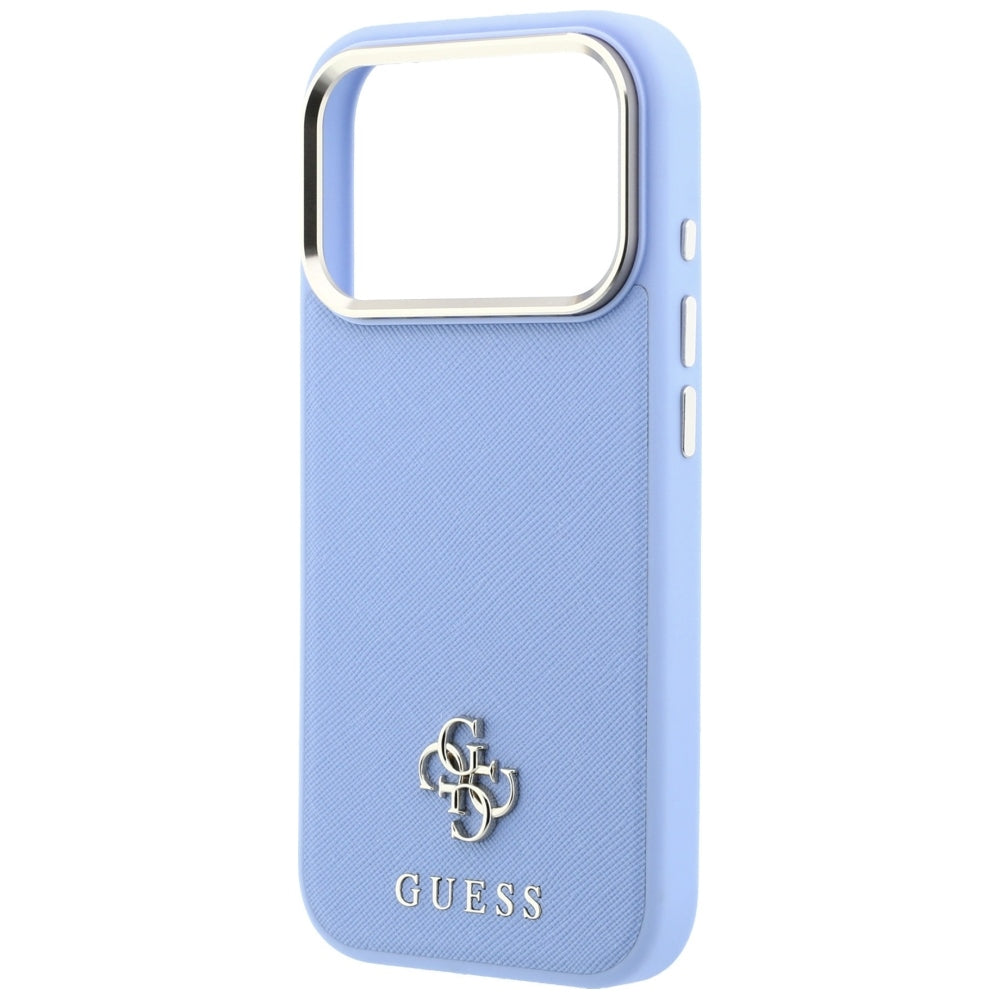 Husa MagSafe pentru Apple iPhone 18 Pro Max / 17 Pro Max, Guess, Saffiano Small 4G Classic, Bleu