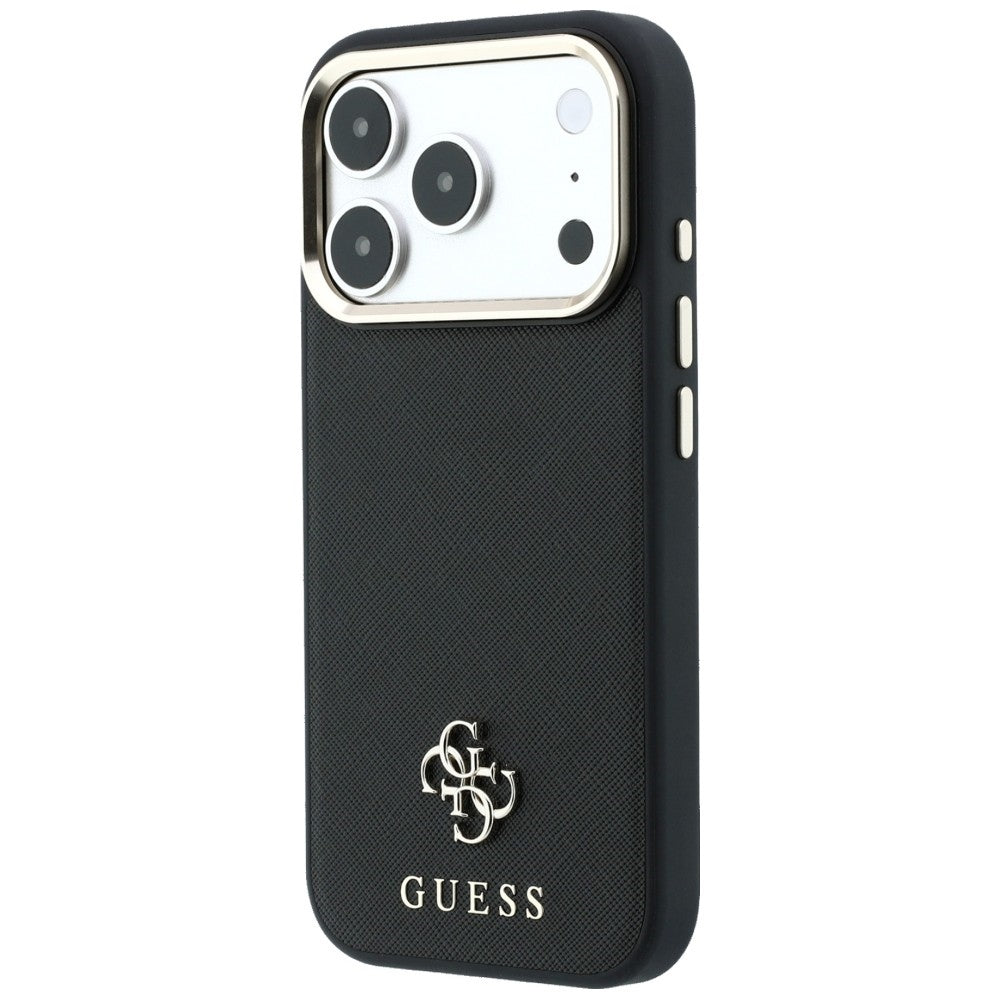 Husa MagSafe pentru Apple iPhone 18 Pro Max / 17 Pro Max, Guess, Saffiano Small 4G Classic, Neagra