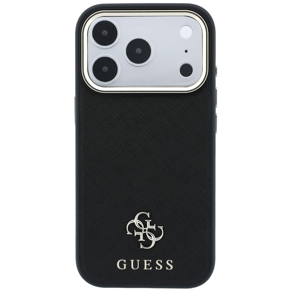Husa MagSafe pentru Apple iPhone 18 Pro Max / 17 Pro Max, Guess, Saffiano Small 4G Classic, Neagra