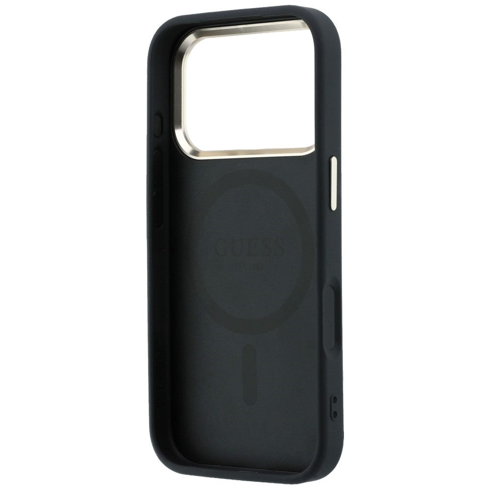 Husa MagSafe pentru Apple iPhone 18 Pro Max / 17 Pro Max, Guess, Saffiano Small 4G Classic, Neagra