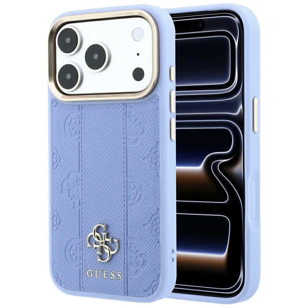Husa MagSafe pentru Apple iPhone 18 Pro Max / 17 Pro Max, Guess, Stripe Peony 4G, Bleu