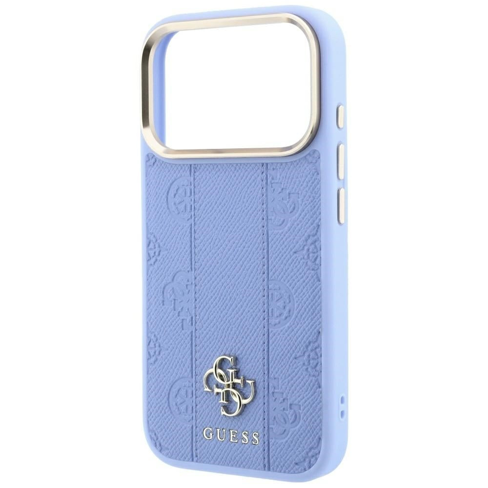 Husa MagSafe pentru Apple iPhone 18 Pro Max / 17 Pro Max, Guess, Stripe Peony 4G, Bleu