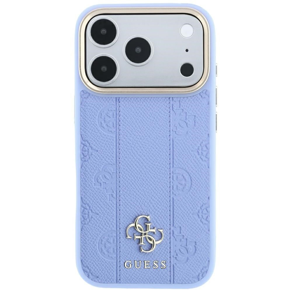 Husa MagSafe pentru Apple iPhone 18 Pro Max / 17 Pro Max, Guess, Stripe Peony 4G, Bleu