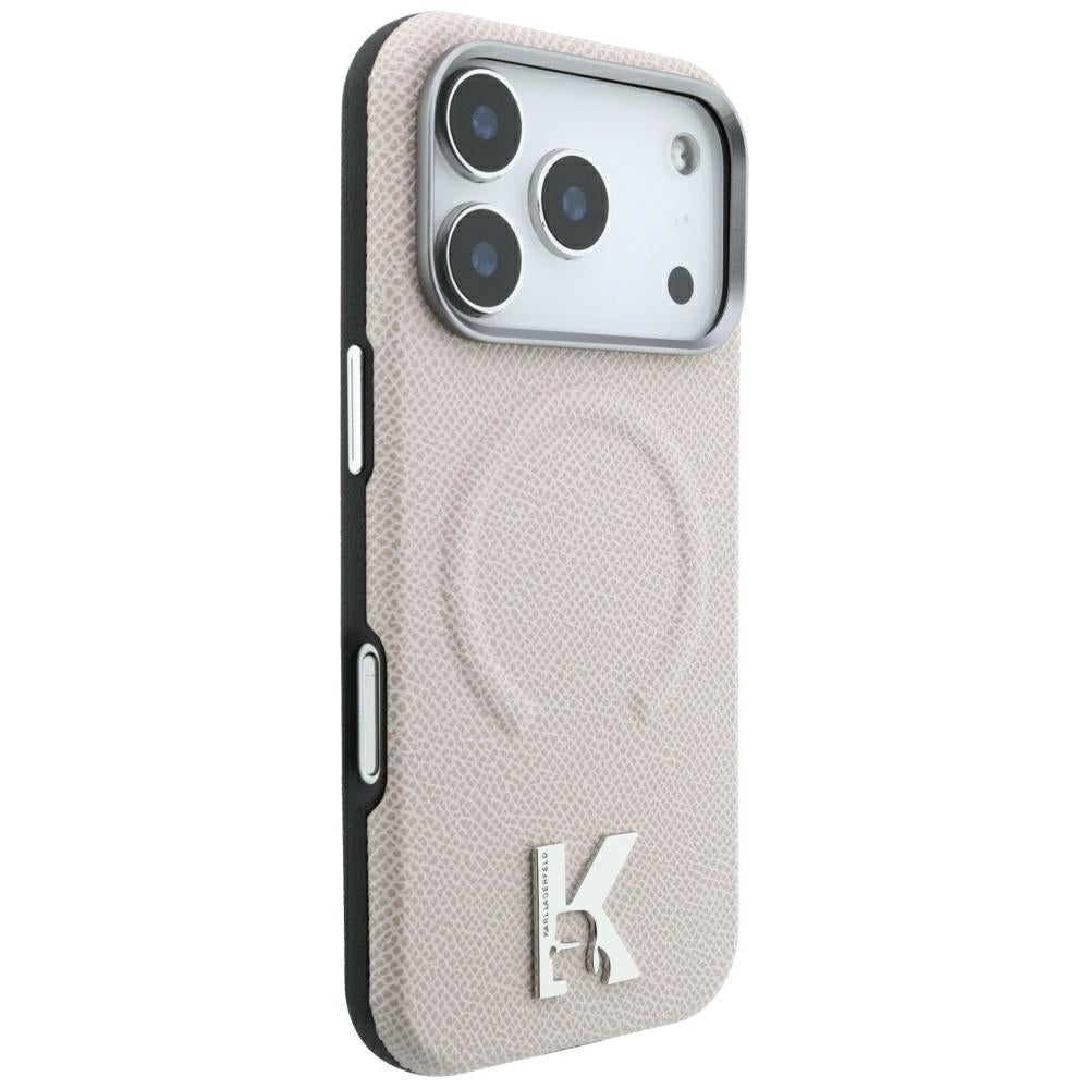 Husa MagSafe pentru Apple iPhone 18 Pro Max / 17 Pro Max, Karl Lagerfeld, Grained Embossed Ring , Bej