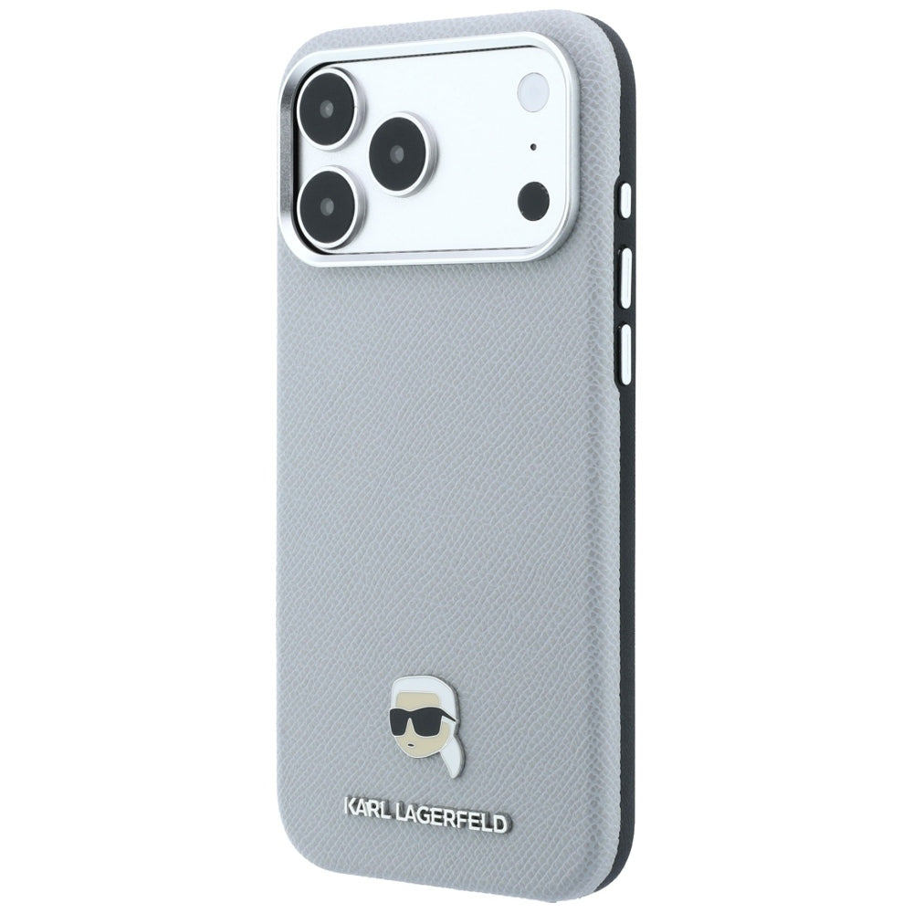 Husa MagSafe pentru Apple iPhone 18 Pro Max / 17 Pro Max, Karl Lagerfeld, Grained Karl Head's Metal, Gri