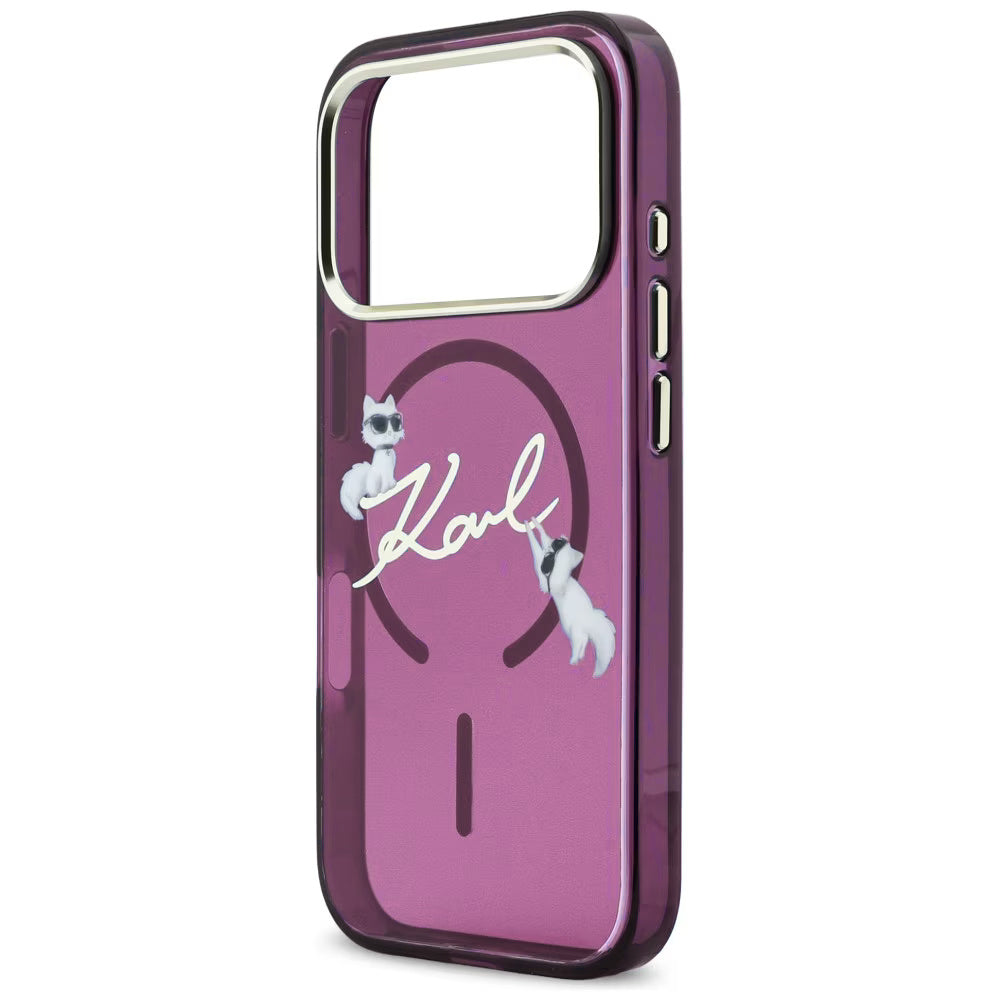 Husa MagSafe pentru Apple iPhone 18 Pro Max / 17 Pro Max, Karl Lagerfeld, IML Choupette Karl Script Logo, Visinie