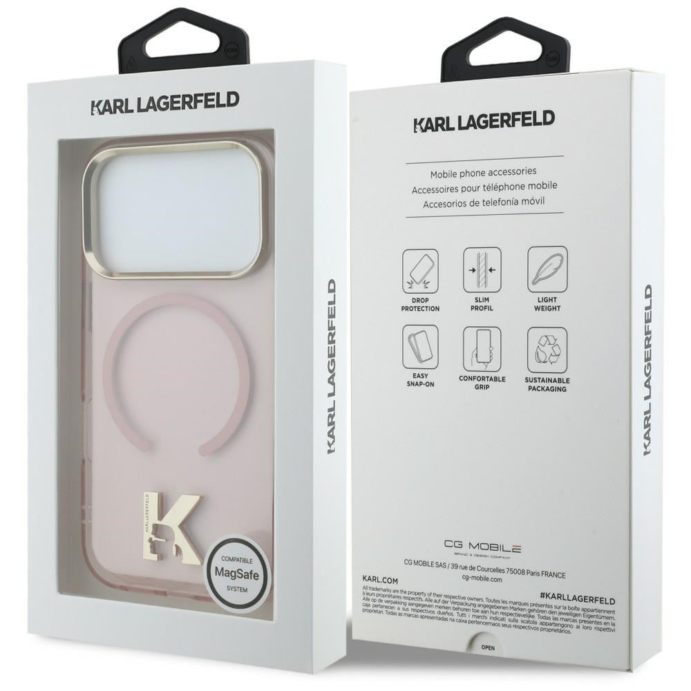 Husa MagSafe pentru Apple iPhone 18 Pro Max / 17 Pro Max, Karl Lagerfeld, IML Karl Head Logo, Roz