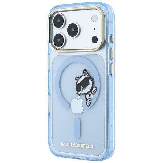 Husa MagSafe pentru Apple iPhone 18 Pro Max / 17 Pro Max, Karl Lagerfeld, IML Peekaboo Print and Metal Frame, Bleu