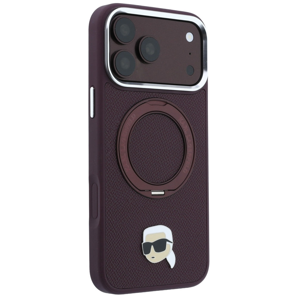 Husa MagSafe pentru Apple iPhone 18 Pro Max / 17 Pro Max, Karl Lagerfeld, Ring Stand 360 Karl Pin, Visinie